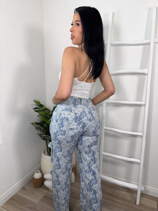 Denim Lace Cargo Pant