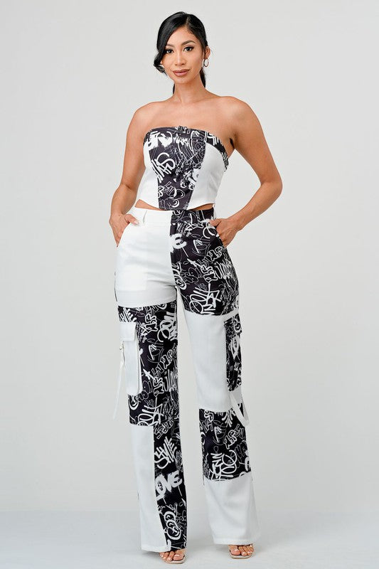Printed Cargo Set featuring a stylish design and trendy fit.