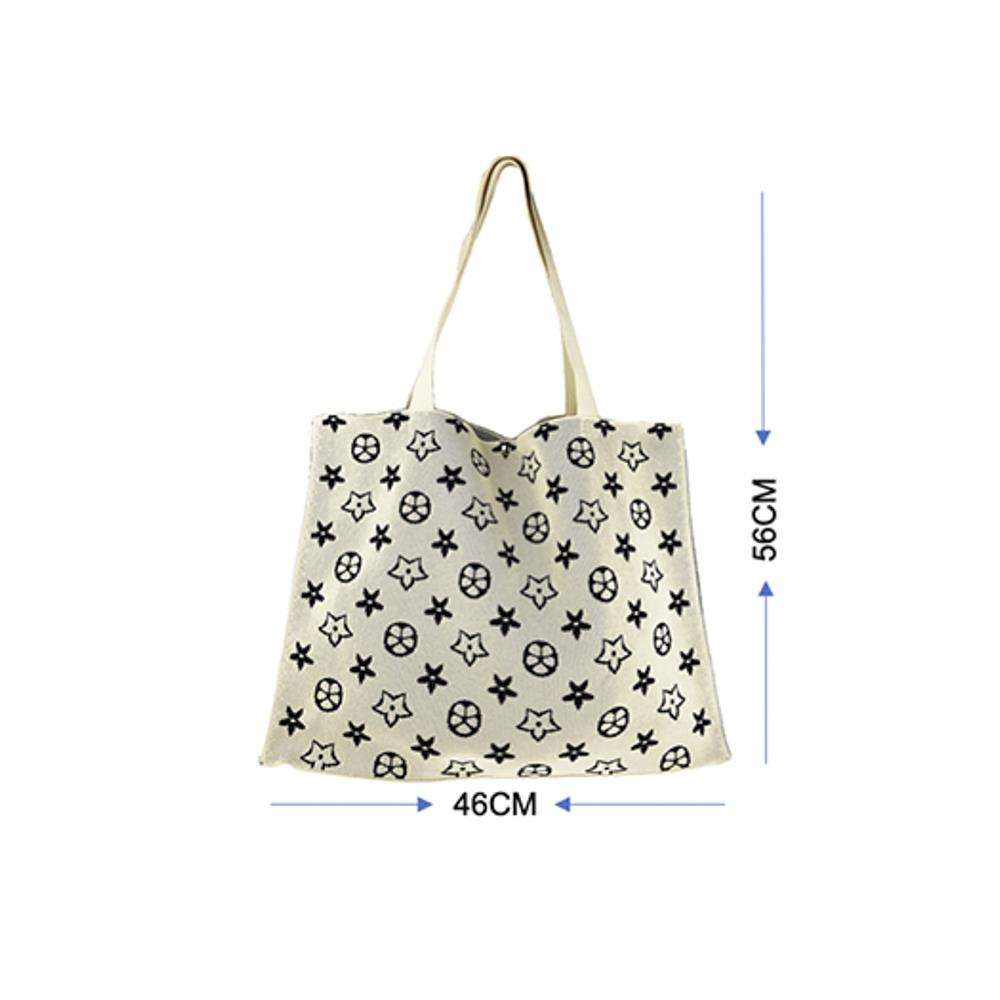 Knit Rectangle Star Pattern Tote Bag