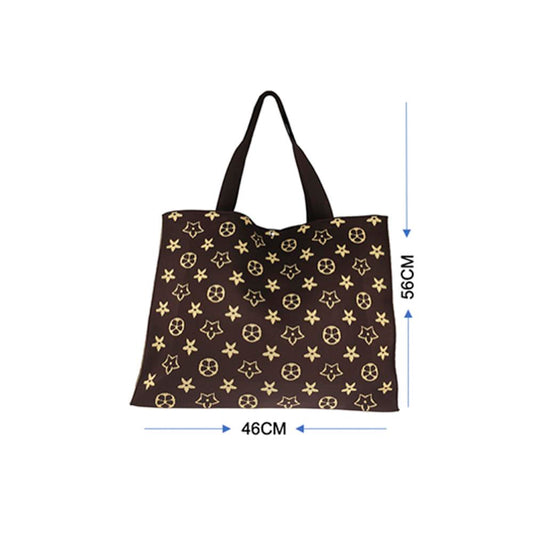 Knit Rectangle Star Pattern Tote Bag