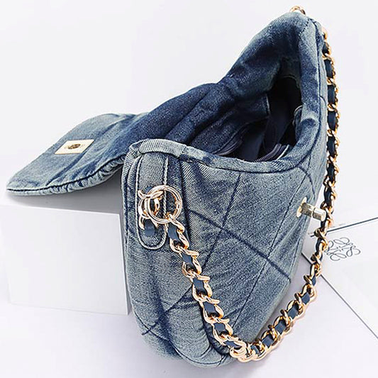 QUILTED WASHED DENIM CROSSBODY BAG