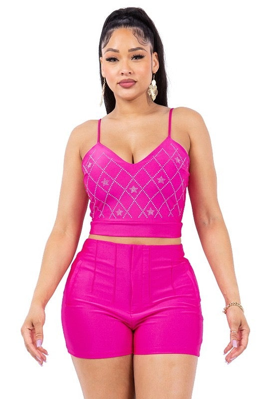 Hot Pink Bling Top | Sparkling Women's Blouse