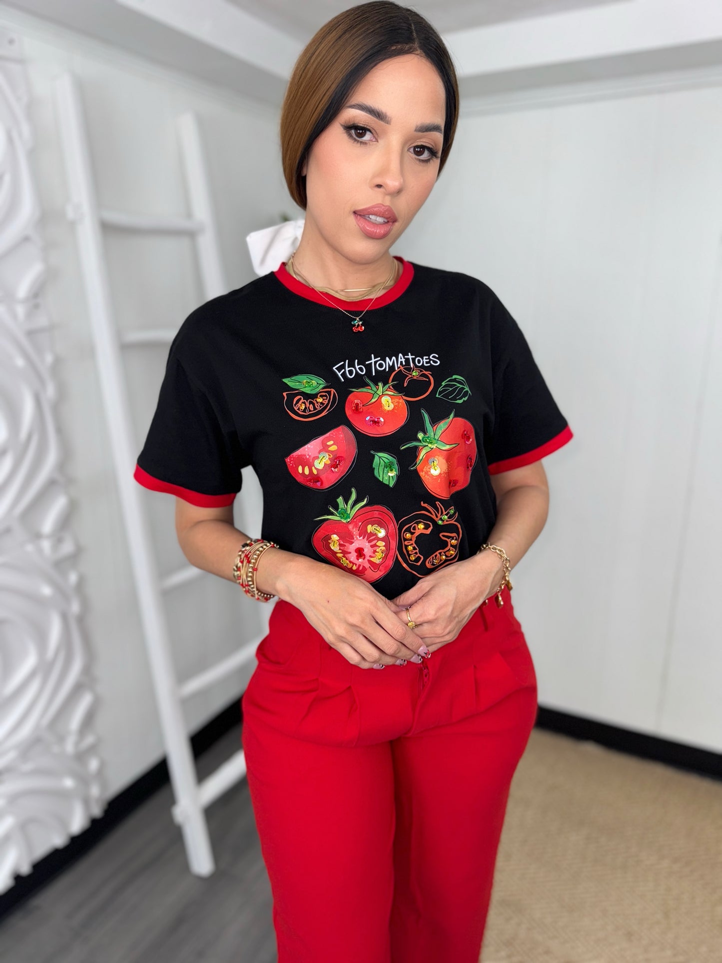 Tomato Shirt in bold red, perfect for casual and vibrant everyday outfits.