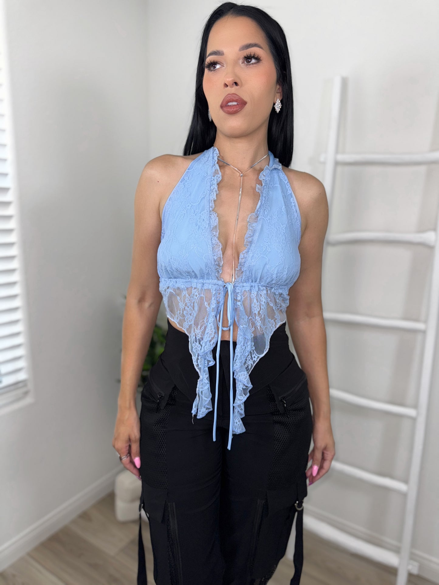 Floral Dream Lace Top Blue