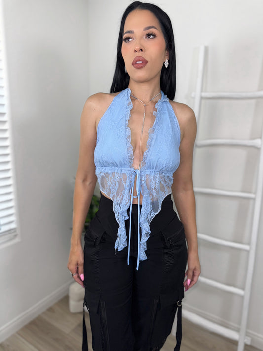 Floral Dream Lace Top Blue