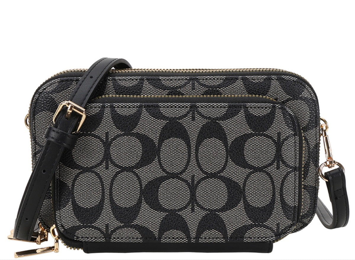 OVAL PRINT CROSSBODY BAG BLACK