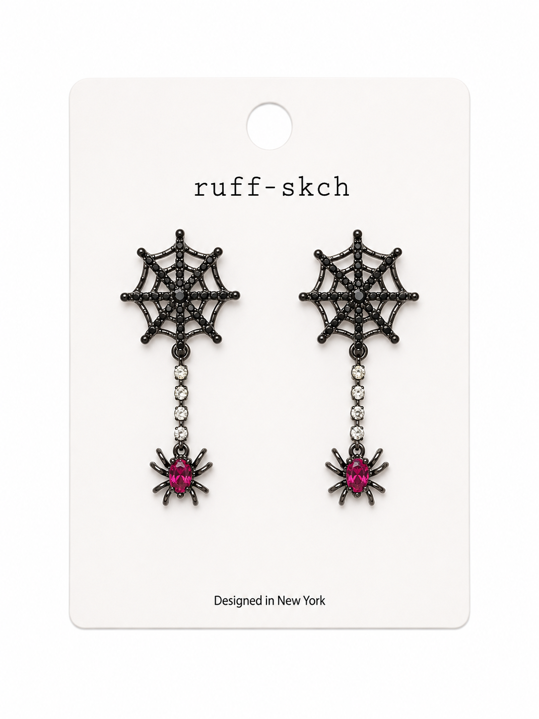 BLACK SPIDER WEB EARRING