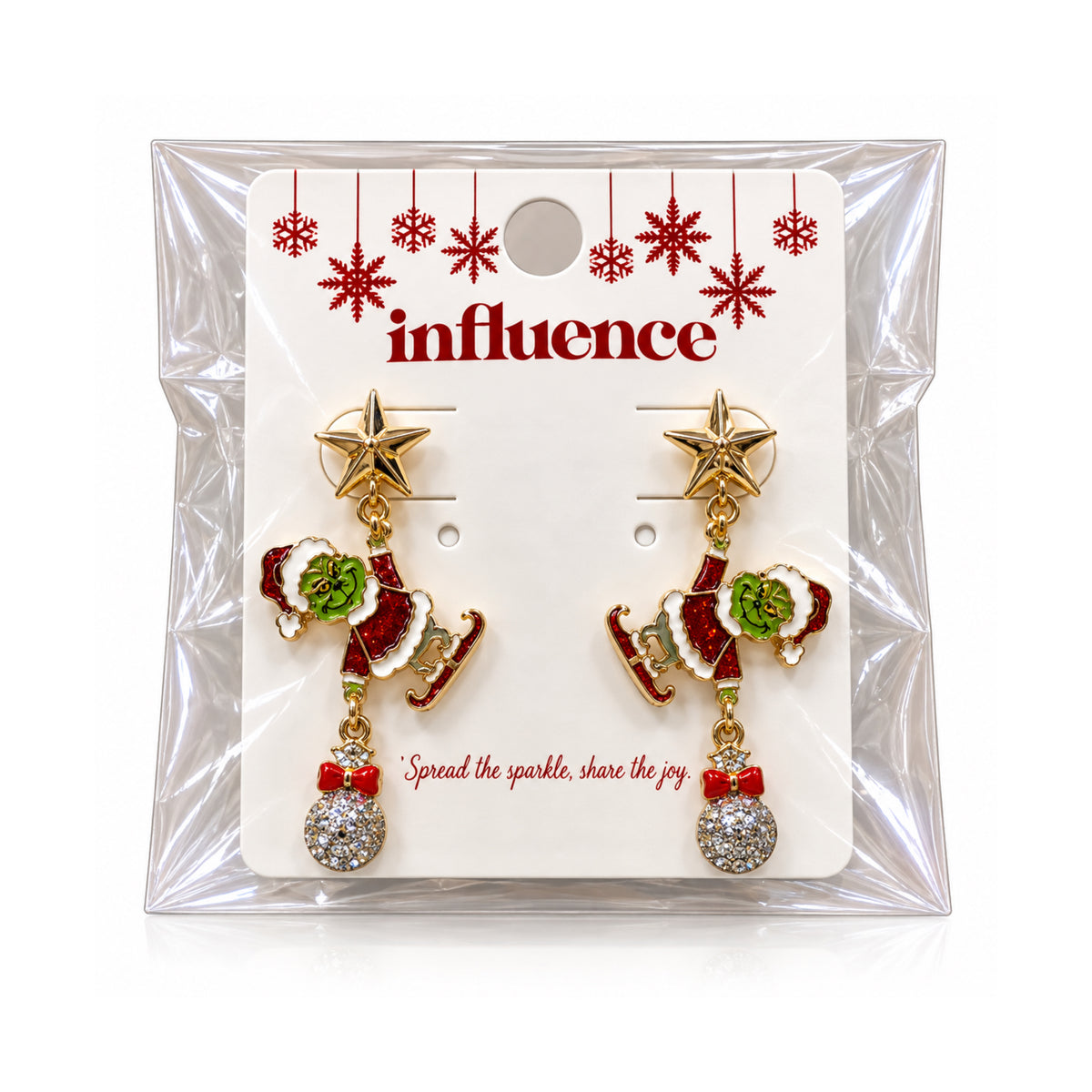 GRINCH SPARKLE DROP EARRING