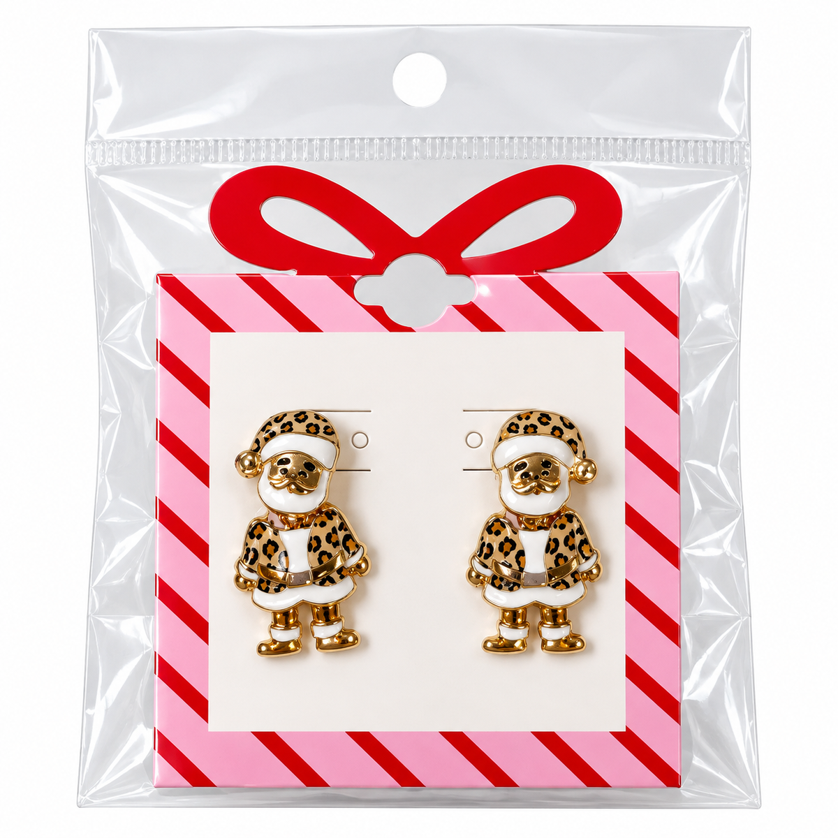 Aretes Santa con estampado de leopardo