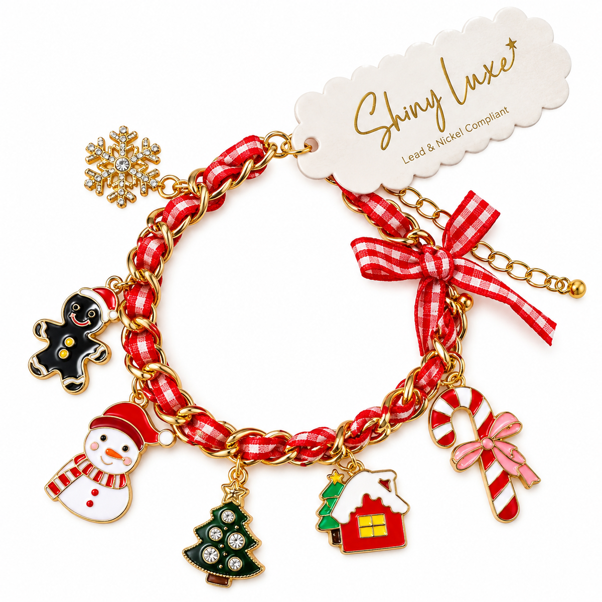 Pulsera navideña con dijes de galleta de jengibre