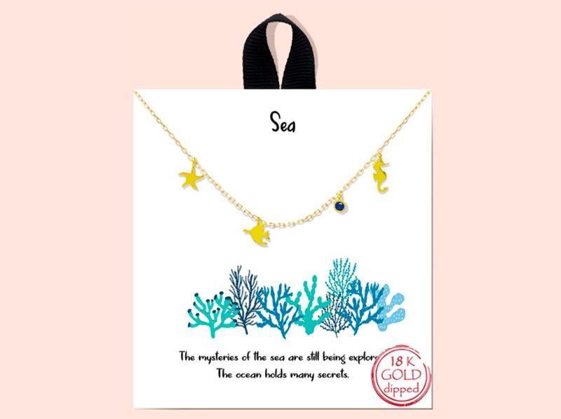 SEA CHARM MESSAGE METAL NECKLACE