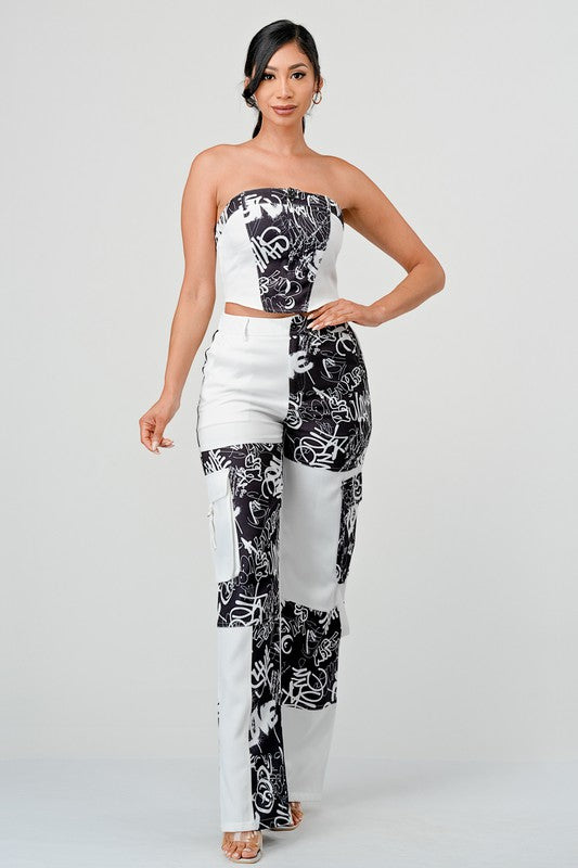 Printed Cargo Set featuring a stylish design and trendy fit.

