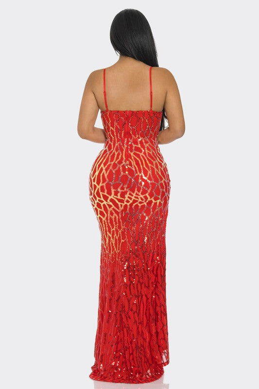 SEQUIN SIDE CUTOUT SLEEVELESS MAXI DRESS-BeautyRosee Boutique