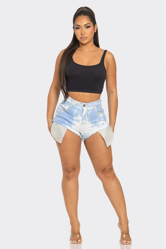 Rhinestone Embellished Shorts | Glam Women's Bottoms