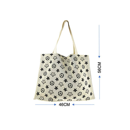 Knit Rectangle Star Pattern Tote Bag