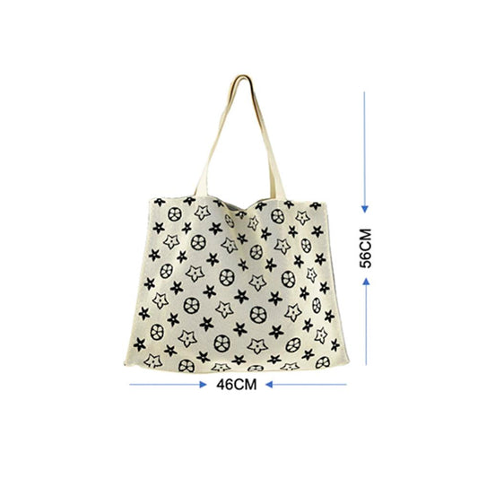 Knit Rectangle Star Pattern Tote Bag