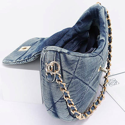 QUILTED WASHED DENIM CROSSBODY BAG