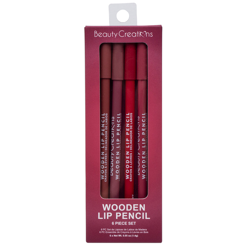 BEAUTY CREATIONS WOODEN LIP PENCIL 6PC SET