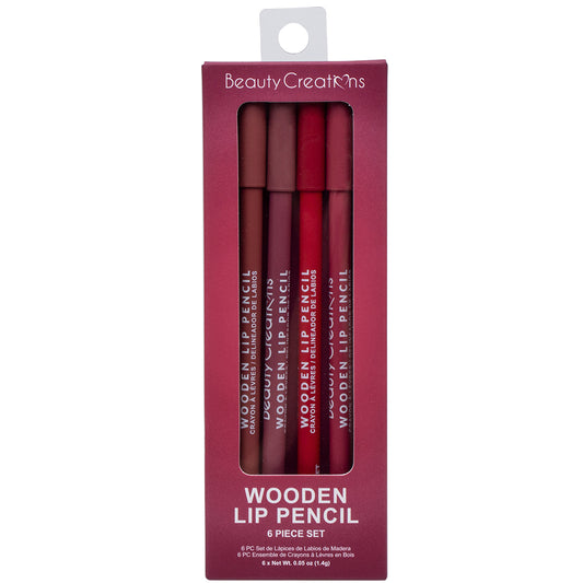 BEAUTY CREATIONS WOODEN LIP PENCIL 6PC SET