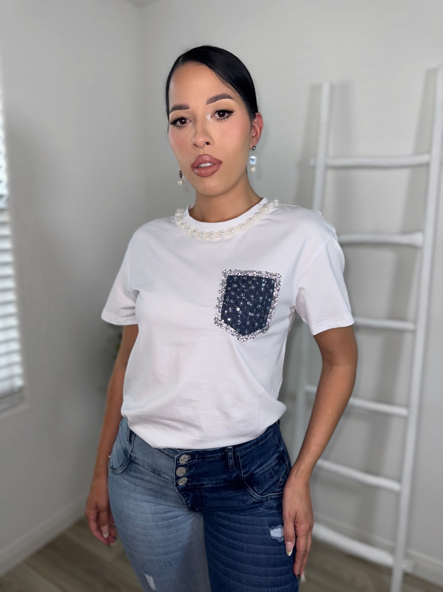 Glam Pearl Pocket Tee