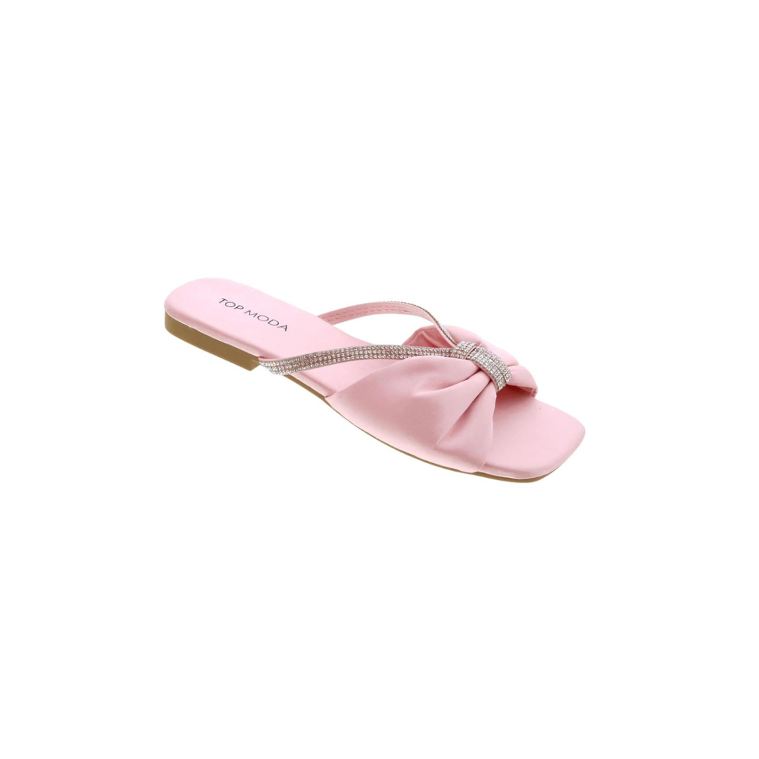 Zapatos planos con diamantes de imitación rosas de Top Moda