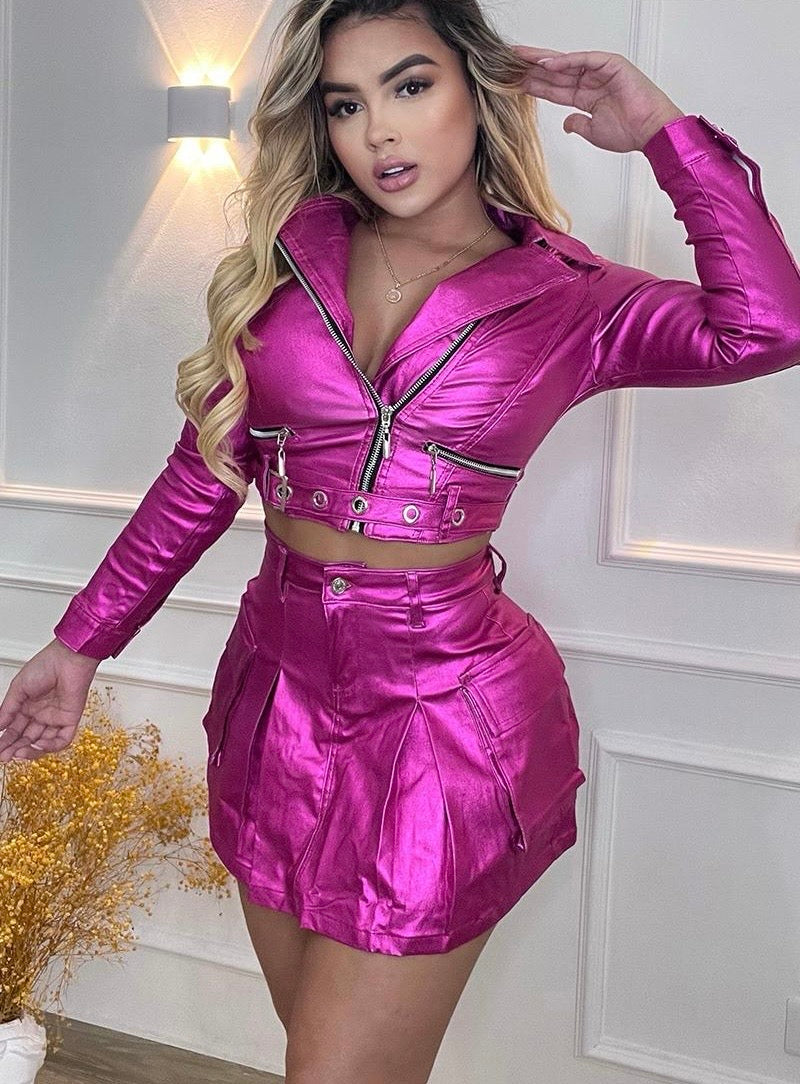 Pink Metallic Set | Chic Women's Two-Piece Outfit