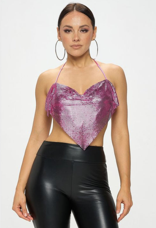 Pink Metallic Top | Trendy Women's Apparel