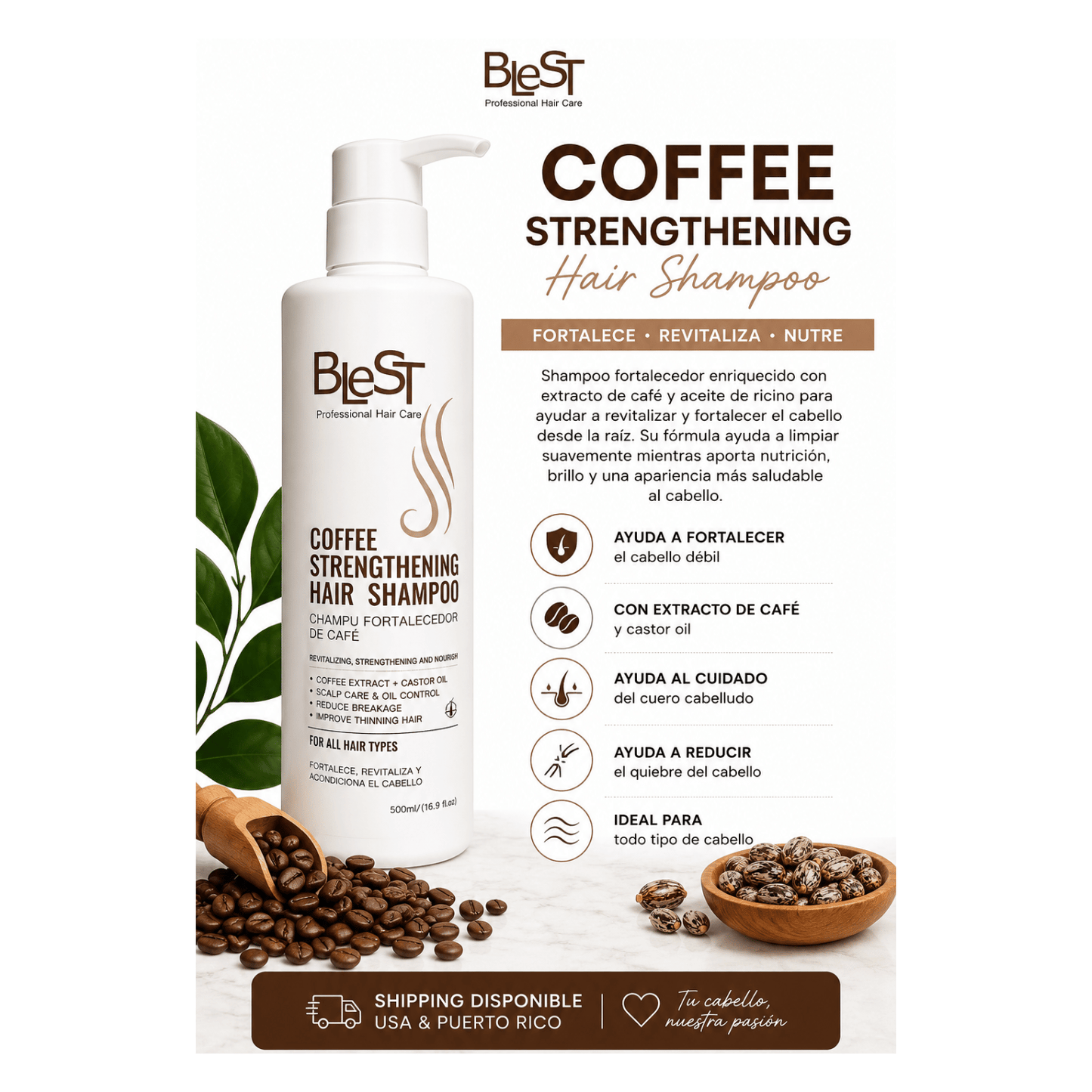 BLEST Coffee Strengthening Hair Shampoo