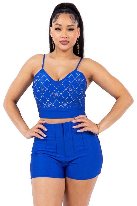 Royal Blue Bling Top | Sparkling Women's Blouse