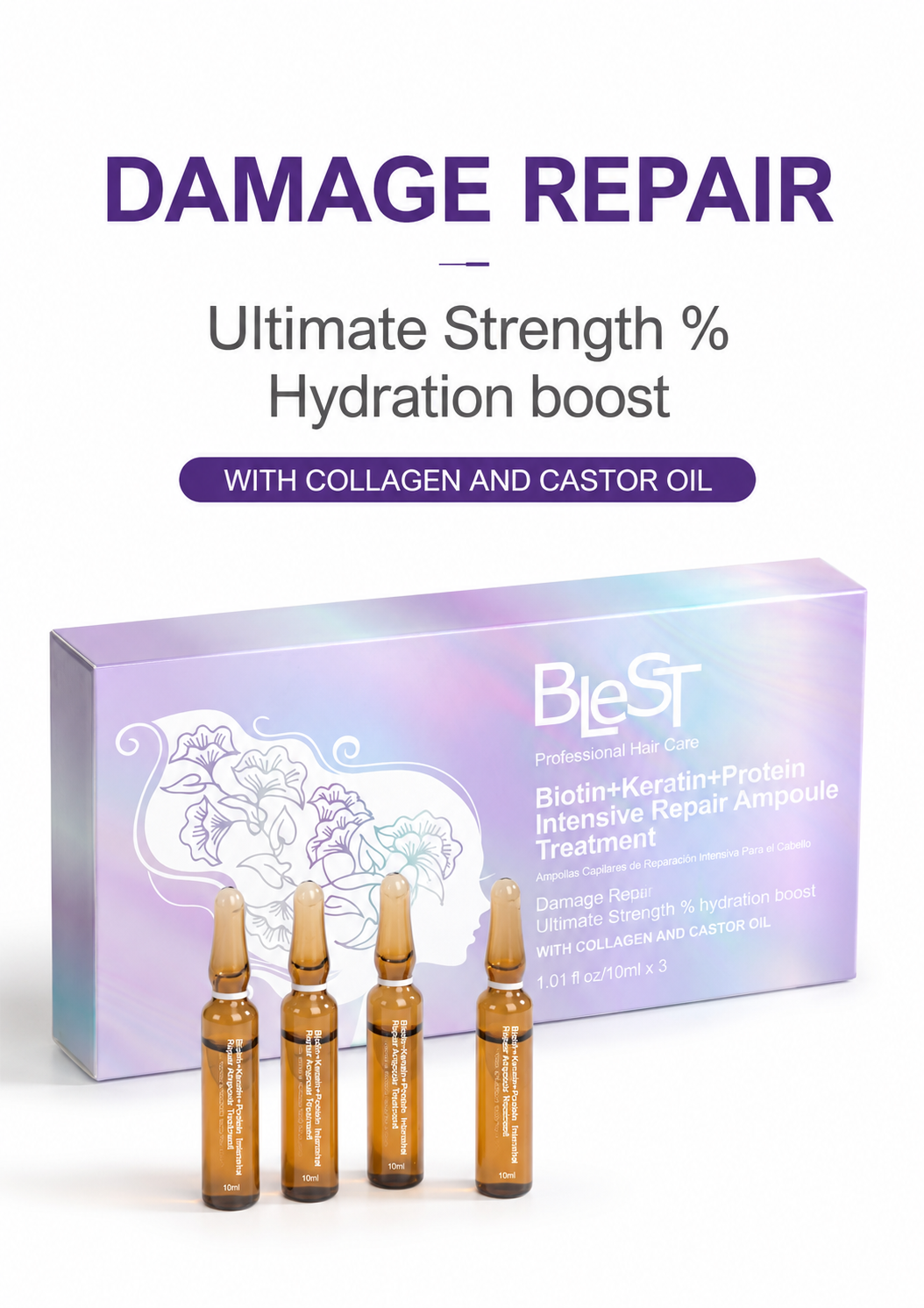 Hair-Blest Biotin + Keratin + Protein Intensive Repair Ampoule Treatment