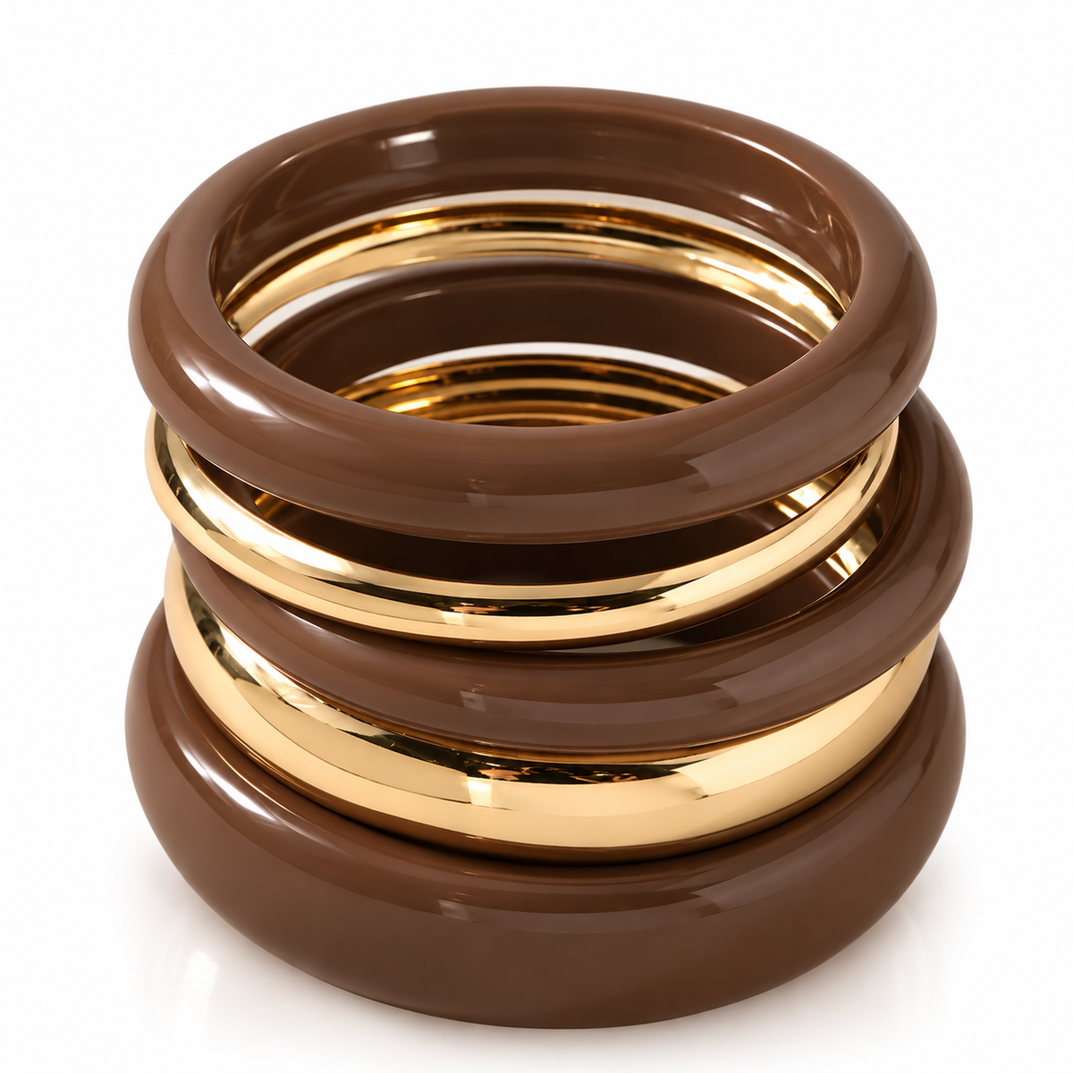Set de Brazaletes Chocolate & Dorado