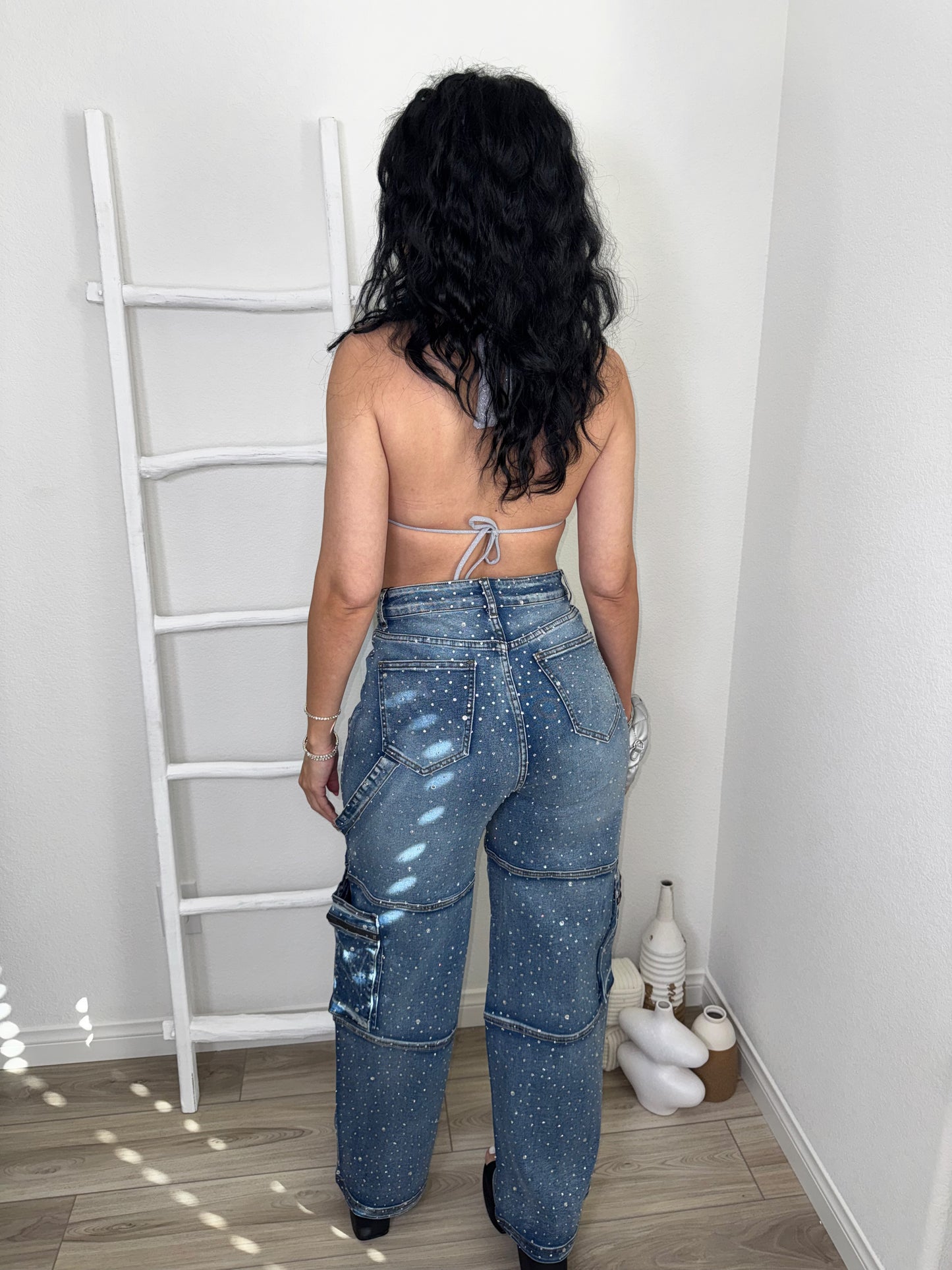 Diva Cargo Rhinestone Jean