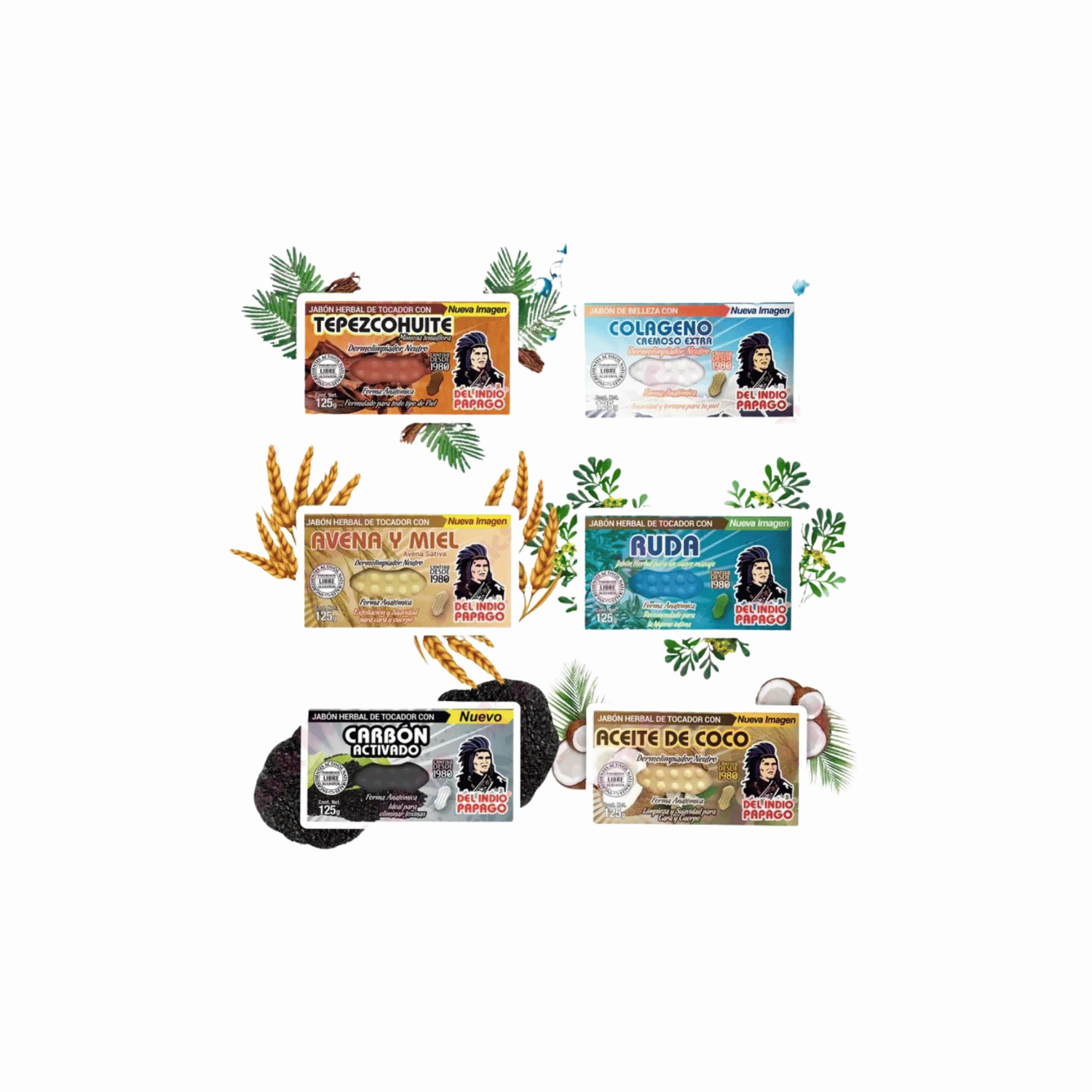 Del Indio Papago Herbal Soap Bar made with vegetable extracts for deep cleansing.