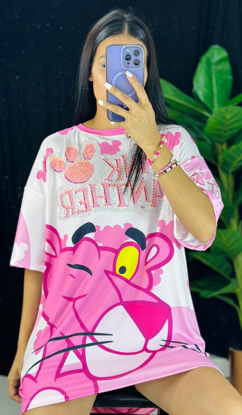 Pink Panther Wink T Shirt Over Sized