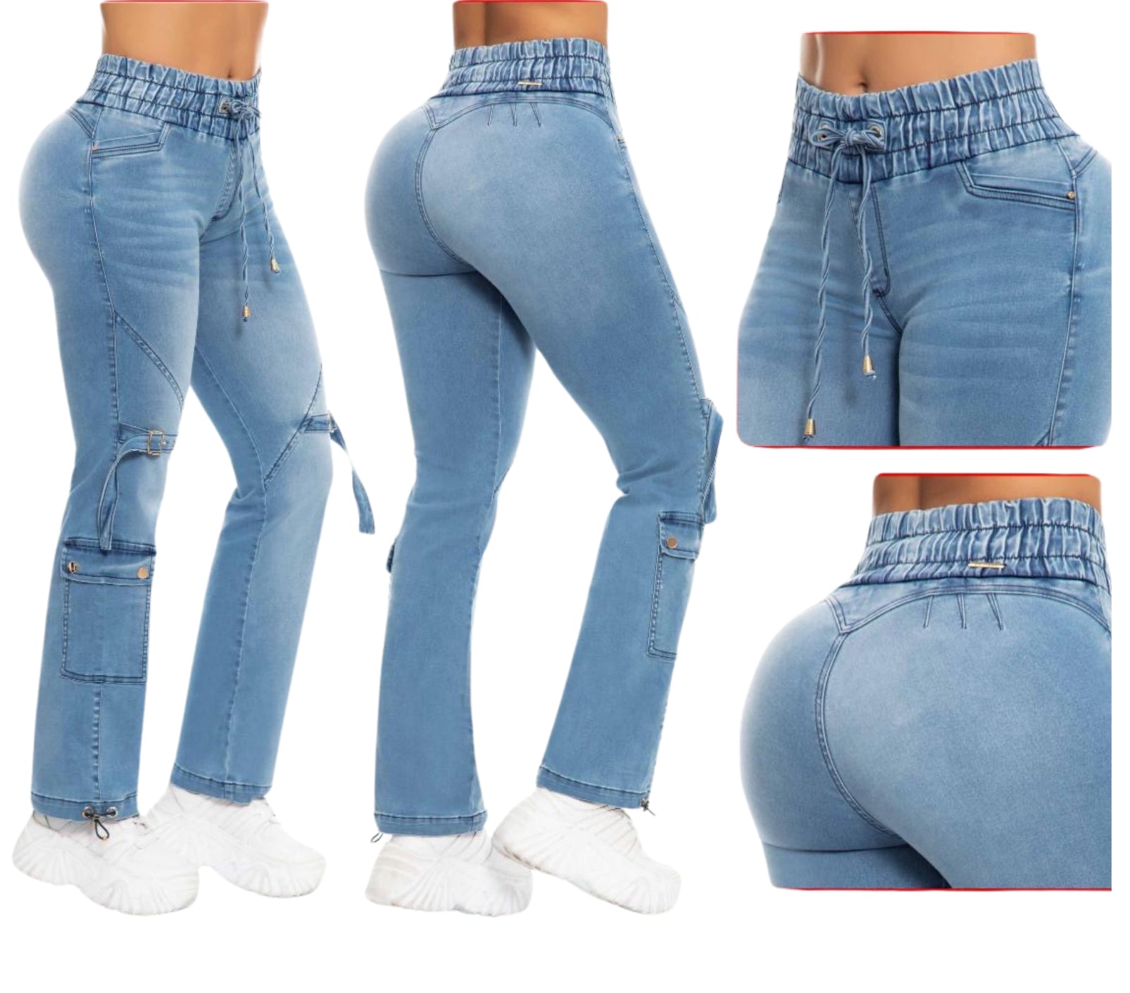 JEANS LEVANTA COLA TIRO ALTO AZUL CLARO – 90581