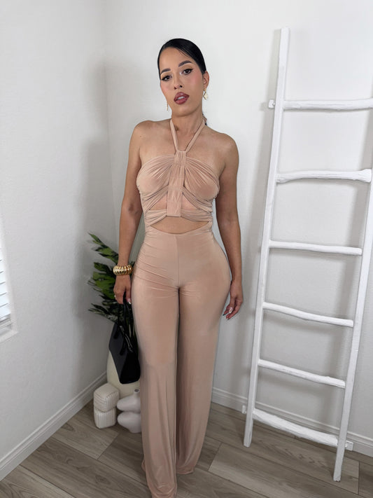 Nude Elegance Cutout Jumpsuit