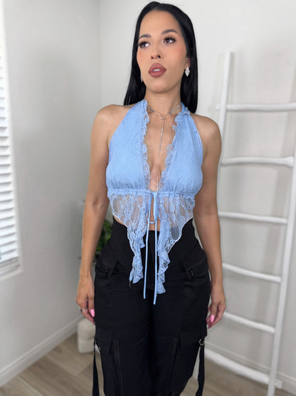 Floral Dream Lace Top Blue