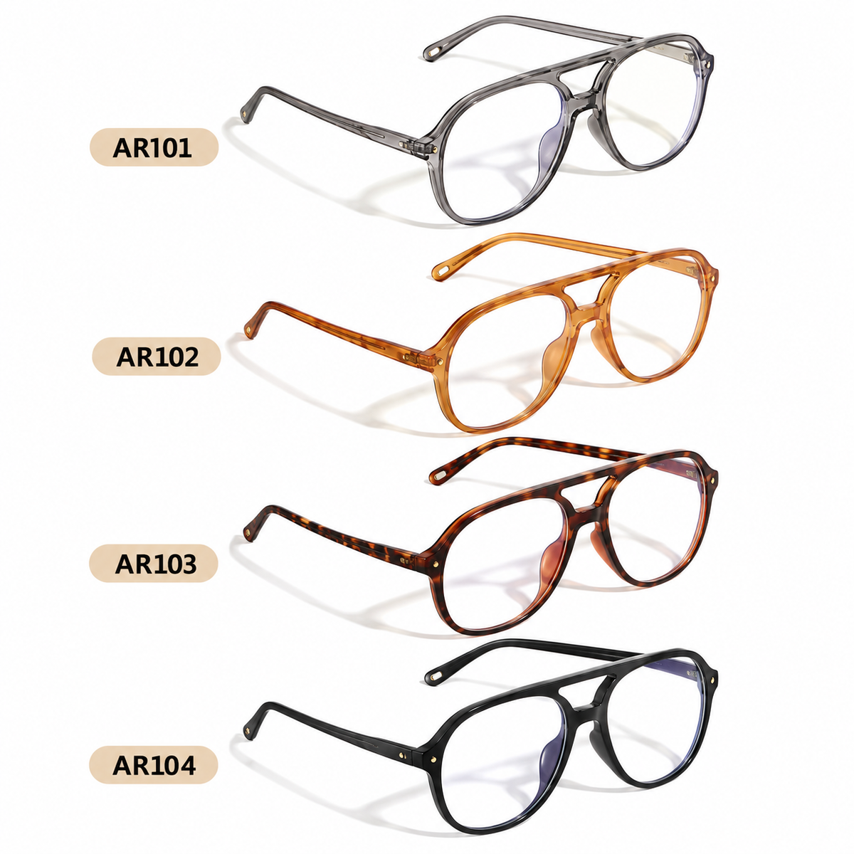 Gafas aviador retro de lentes transparentes
