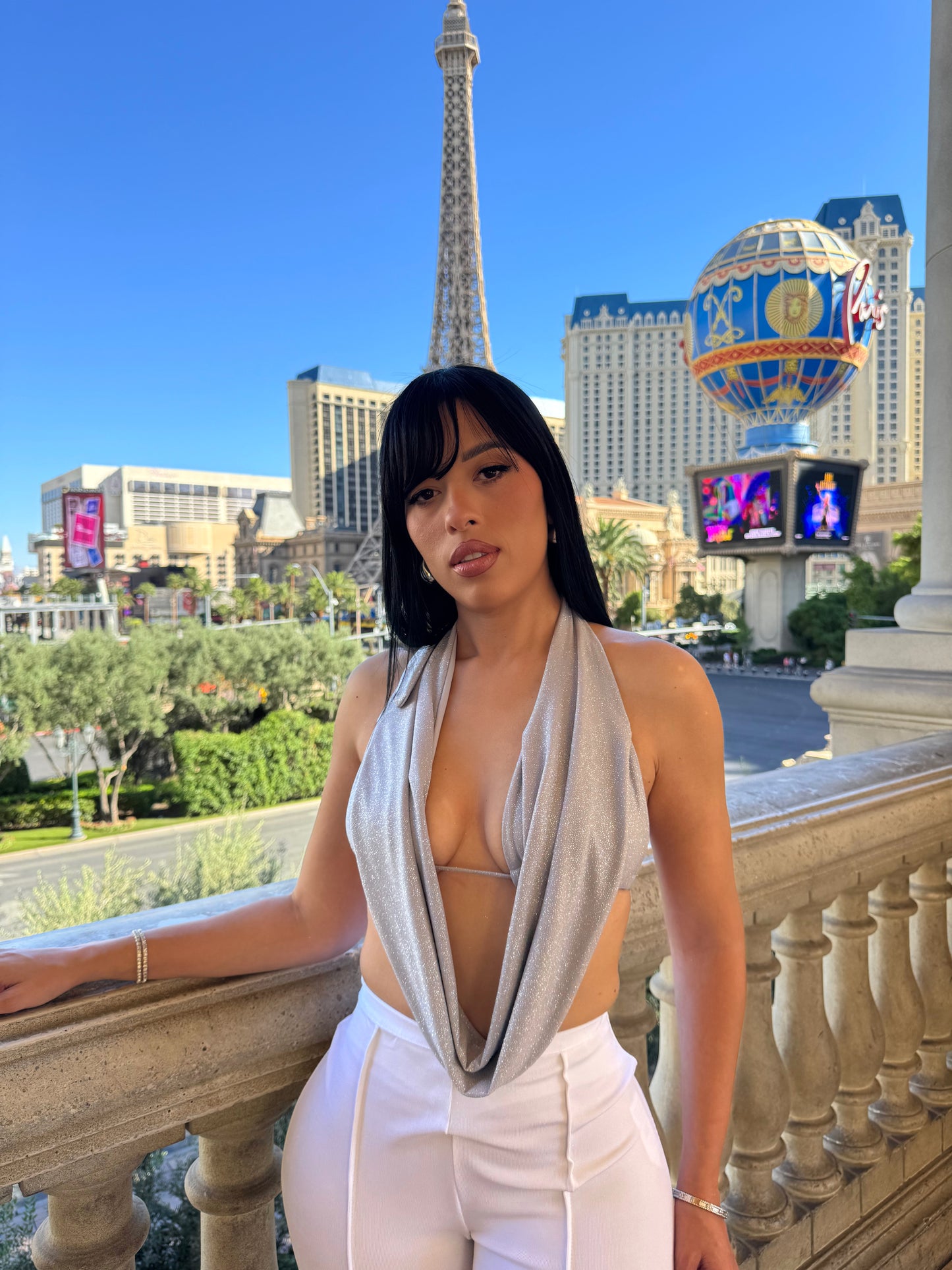 Midnight Glow Silver Halter Top