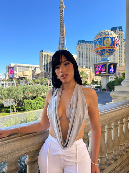 Midnight Glow Silver Halter Top