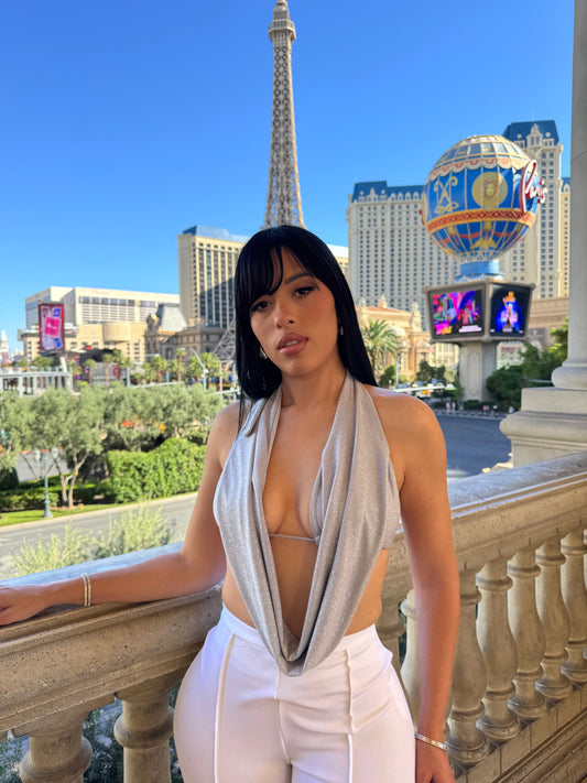 Midnight Glow Silver Halter Top