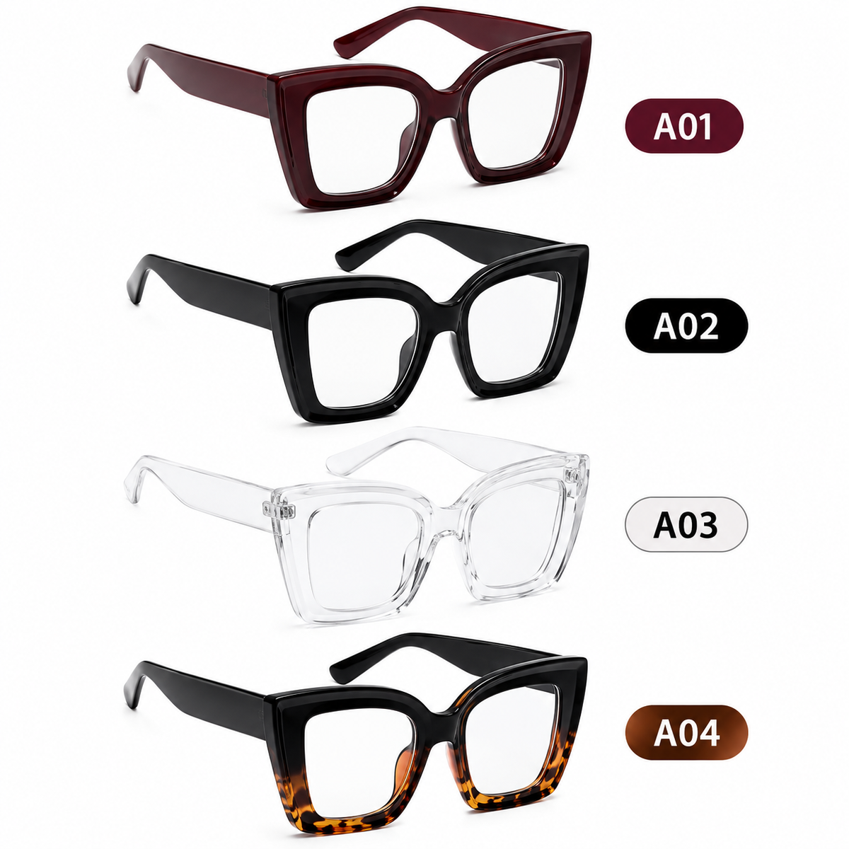 Gafas cuadradas grandes con bloqueo de luz azul