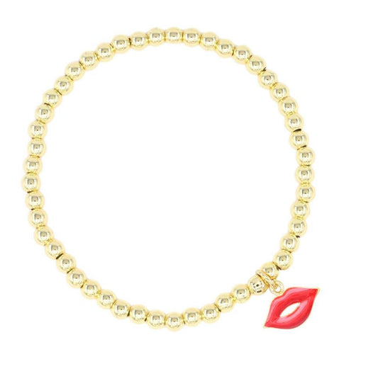 STAINLESS STEAL KISS RED BRACELET