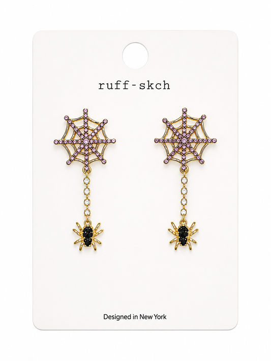 GOLD SPIDER WEB EARRING