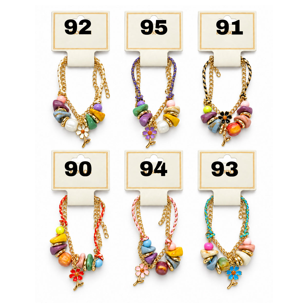 COLORFUL FLOWER CHARM BRACELET