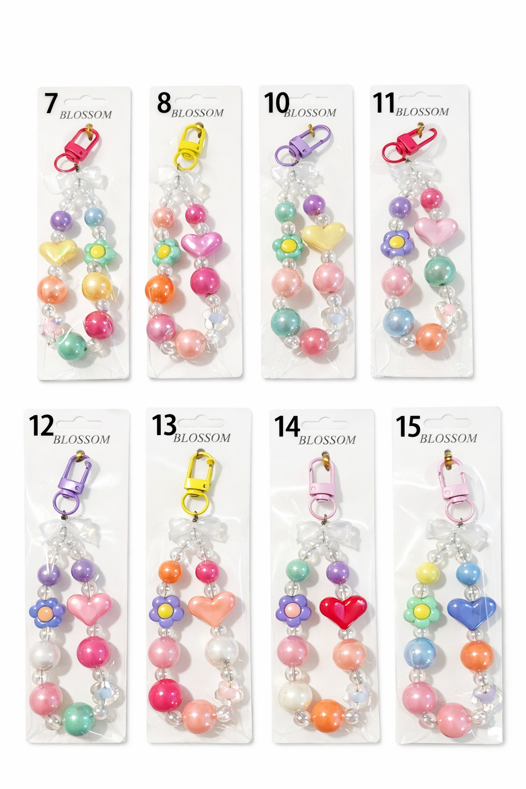 MULTI COLOR HEART FLOWER KEYCHAIN