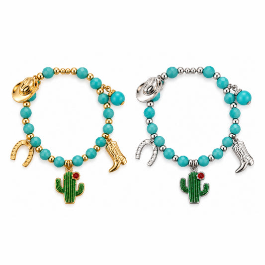 WESTERN CACTUS CHARM BRACELET