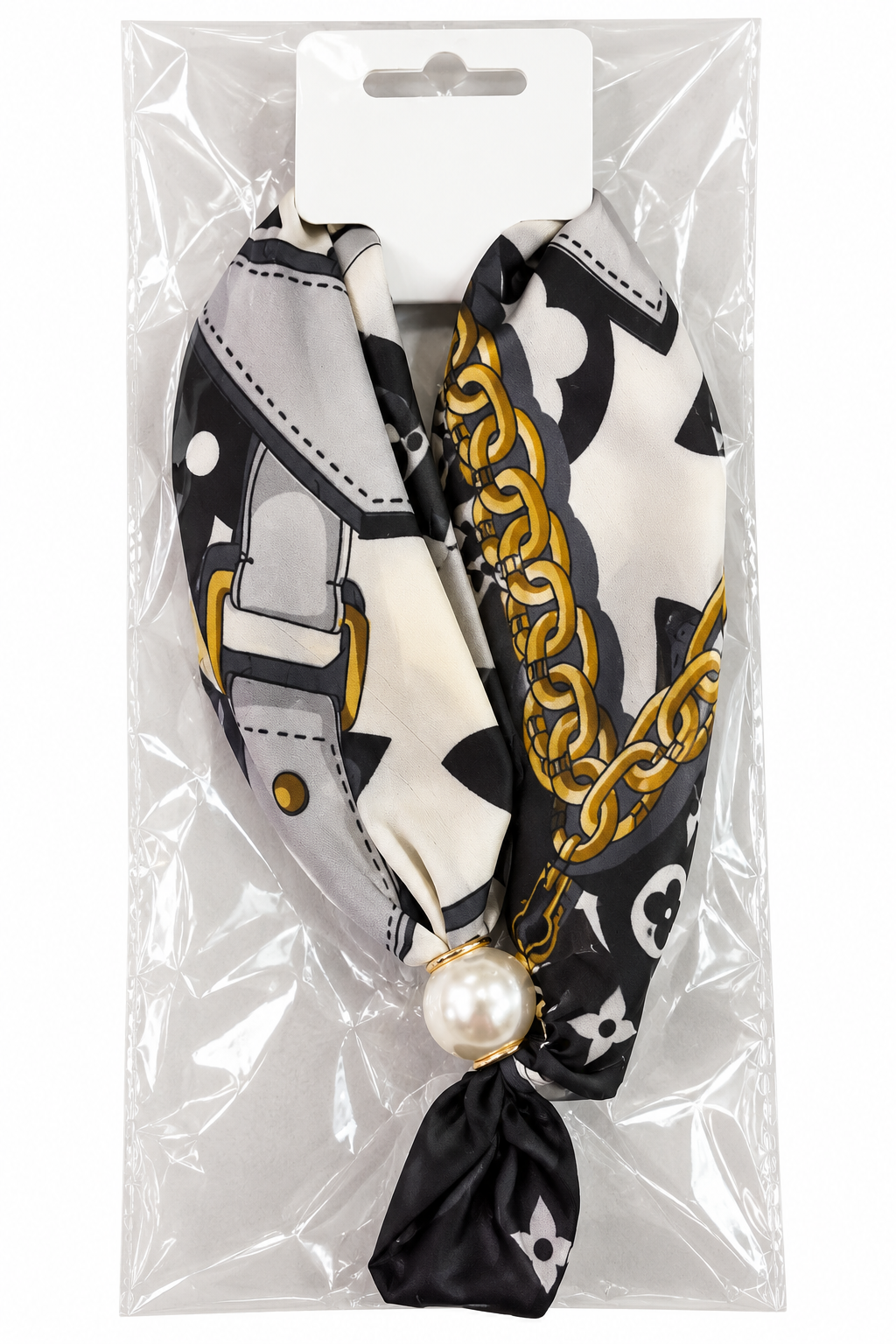 GOLDEN CHAIN PEARL SCARF