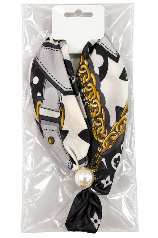GOLDEN CHAIN PEARL SCARF