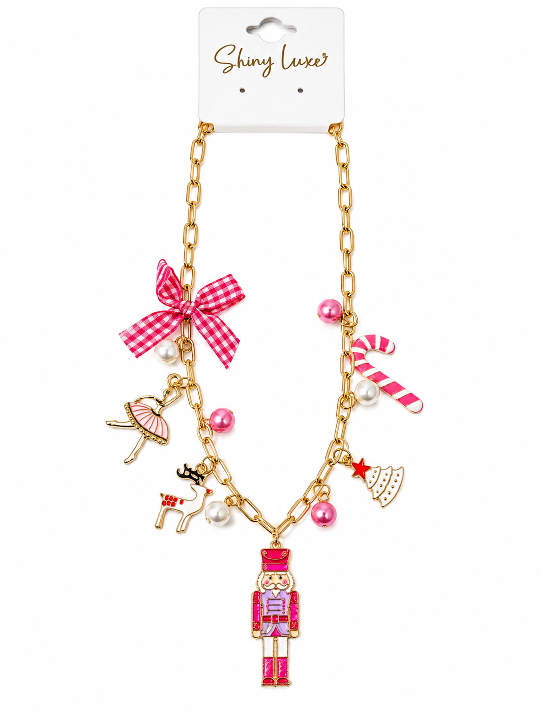 Collar navideño cascanueces rosa